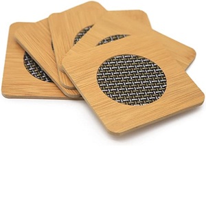 Lot de 6 sous-verres en bois massif l de forme ronde pour le thé, la Table basse, le dessous de verre décoratif - Product Image 2