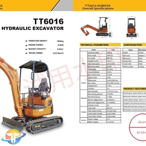 Chasis Retráctil para Excavadora Pequeña Kubota TT6016, Motor Laidong Verde, 6 Toneladas, Buena Capacidad de Tracción y Estabilidad para Uso Doméstico, PLC - Product Image 1