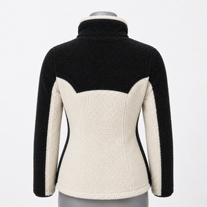Veste en polaire sherpa personnalisée pour femmes |   Veste d'hiver en peau de mouton berbère à col montant, design réversible, coupe-vent à l'avant - Product Image 3