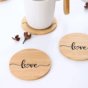 แผ่นรองแก้วไม้ทำมือ พร้อมสลักตัวอักษรตามสั่ง - งานฝีมืออินเดีย - ขายส่ง - Product Image 1