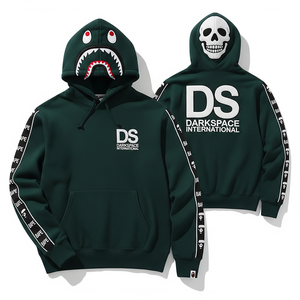 เสื้อมีฮู้ดผ้ากำมะหยี่สำหรับทุกเพศ, ผ้าฝ้าย100% ระบายอากาศได้ดีปักลายแบบมีเชือกผูกปากกระเป๋าจิงโจ้ - Product Image 4