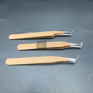 Aroosh Corp Volume russe 90 degrés en acier inoxydable massif poignée en diamant Logo personnalisé Extension de cils pince à épiler professionnelle - Product Image 6