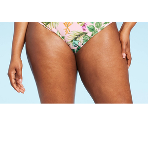 Costume da bagno due pezzi Kona Sol da donna, slip bikini floreale rosa chiaro taglia L, fatto a mano, con copricostume e logo personalizzato, traspirante, fantasia a righe - Product Image 6