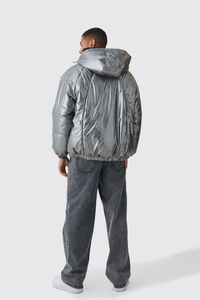 Winter High Quality Polyester/Cotton Men's Hooded Solid Color Puffer Jacket Custom Design Front Waterproof OEM Service - Product Image 2