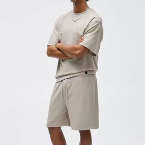 Ensemble de shorts pour hommes en coton respirant, 2 pièces, mode estivale, manches courtes, séchage rapide, couleur personnalisée, décontracté, haute qualité - Product Image 6