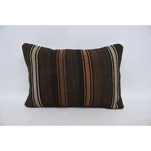 Kilim en laine marron 16x24 pouces Patchwork oreiller luxe Design rustique Vintage moelleux imprimé motifs floraux literie Portable - Product Image 1