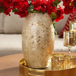 High Quality Mother of Pearl Modern <b>Table</b> <b>Vase</b> Decoration Handmade <b>Vase</b> Flower Decor Home OEM Design and Package Made in Vietnam - Product Image 3