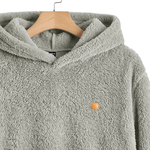 Sweat à capuche en polaire sherpa tricoté pour homme, pull uni doux et chaud, idéal pour l'hiver, décontracté, à manches longues, confortable et coupe-vent - Product Image 3