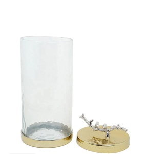 Recipiente de vidrio clásico con tapa dorada para el almacenamiento de alimentos y condimentos en la cocina del hogar Estilos de cubierta - Product Image 3