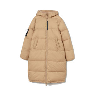 Chaqueta Larga Acolchada de Invierno para Exteriores, Unisex, Repelente al Agua, Transpirable, Cálida, Cortavientos, Informal, 100% Fibra de Poliéster, Color Crema - Product Image 1