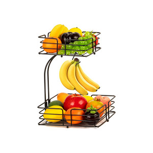 Cesta de hierro de 2 niveles para frutas, cuencos con cable de alta calidad, con recubrimiento de polvo negro, para almacenamiento doméstico - Product Image 3