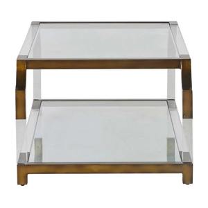 Mesa Auxiliar Esquinera Moderna de Metal y Acrílico Transparente, Elegante Mesa de Centro para Sala de Estar - Product Image 3