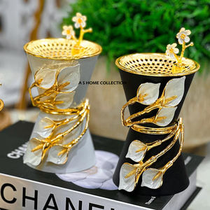 Parfum de maison Design en forme de fleur dorée avec couvercle Décoration intérieure Bakhoor Brûleurs d'encens arabes Fournitures - Product Image 6