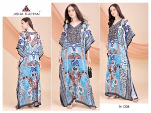 Wholesale Neeta Creation Indian Satin Printed <b>Kaftans</b> for <b>Women</b> Short Sleeve Elegant Polyester Clothing Accessories Muslim - Product Image 2