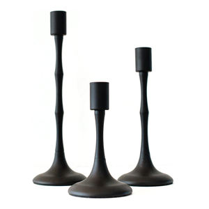 Top Selling Modern Luxury <b>Black</b> Finished Set of 3 Weeding Decoration Taper Metal Candlestick <b>Candle</b> Holder Pillar Aluminum Decor - Product Image 1