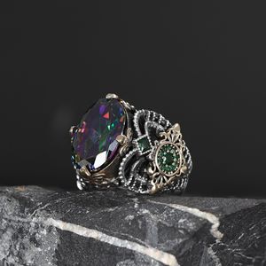 Anillo Azuris de Plata de Ley 925 de Alta Calidad, Estilo Otomano, para Hombre, Joyería de Moda, Piedra Negra Natural, Hecho en Turquía, VALKH1655 - Product Image 4