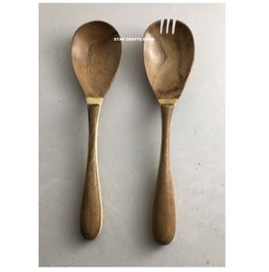 Accueil Accessoires de cuisine Salade en bois faite à la main Designer Nouveau Design Saladier Set de salade en bois de luxe de l'Inde - Product Image 2