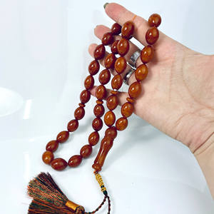 Ancien chapelet islamique allemand en ambre avec des perles en forme d'olive - Product Image 5