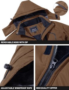 Chaqueta de esquí de invierno de algodón 100% para hombre, abrigos de lana resistentes al agua con aislamiento térmico para Snowboard Park, impermeable y capucha - Product Image 3
