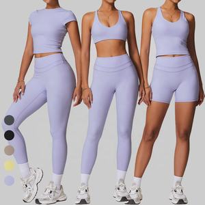Nouvel ensemble de fitness personnalisé très demandé pour femmes, vêtements de sport taille haute, OEM, vente en gros de leggings de yoga à taille élastique de qualité supérieure - Product Image 4