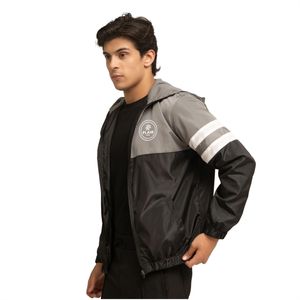 Veste coupe-vent zippée pour homme imperméable et respirante avec capuche pliable pour la course à pied et la pluie - Product Image 5