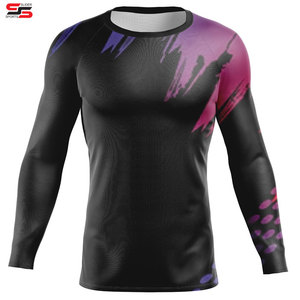 Rashguard vierge OEM Chemise de compression imprimée à manches courtes et manches longues Protège-éruptions en polyester à sublimation avec logo personnalisé pour hommes - Product Image 4