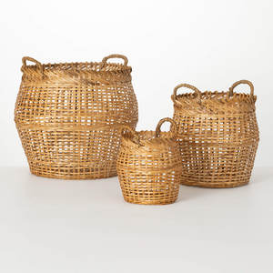 Lot de 3 paniers en bambou tressés 15 "12.75" et 9.25 "de la collection de paniers tressés marron - Product Image 1
