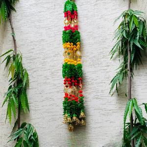 พวงมาลัยแขวนออกแบบใบไม้และกระจกเหมาะสำหรับงานแต่งงานของอินเดียเวทีดิวาลีและฮาดิ (1ชิ้น) - Product Image 1