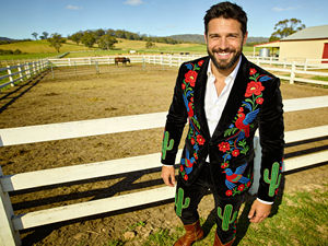 Mens Blue Velvet Western Embroidered Suit Set with Floral Bird Design Cowboy Style <b>Blazer</b> & Pants - Product Image 4