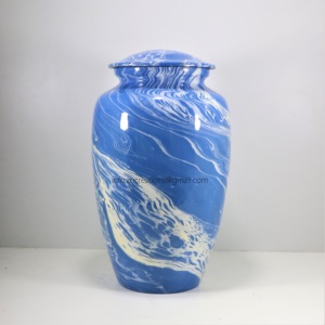 Urna de cremación de aluminio personalizada más vendida, obra de arte dorada hecha a mano para una comodidad óptima, pintada a mano para almacenamiento de cenizas - Product Image 2