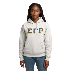 Sigma Gamma Rho <b>White</b> Pullover Hoodie Premium Cotton Blend SGRho Greek Sorority Apparel Custom Embroidered Divine Nine HBCU - Product Image 1
