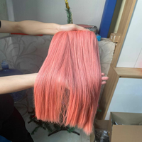 Extensions de cheveux humains vierges lisses et raides couleur rose pour femmes noires, longueurs de 8 à 30 pouces, double trame faite à la machine, vente en gros