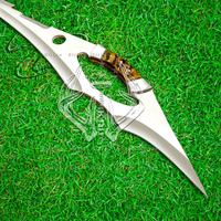 Couteau de chasse Bowie professionnel en acier D2, fabriqué sur mesure, avec étui en cuir, poignée ergonomique en corne de cerf, cadeau pour lui