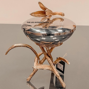 Bol de qualité supérieure de style japonais en émail bleu ciel avec branches d'arbre poignée en métal doré en aluminium pour la cuisine à domicile - Product Image 6