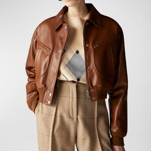 Chaqueta de cuero informal personalizada para mujer 2025, decoración de piel vaquera impermeable OEM de alta calidad, relleno de algodón largo de invierno - Product Image 3