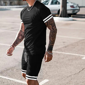 Ensemble 2 pièces-T-shirt à manches courtes décontracté pour homme-Pull de sport-Respirant à la mode - Product Image 6