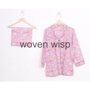 Conjunto de pijama lavado de algodón floral de talla grande para mujer, ropa de dormir de verano - Product Image 5