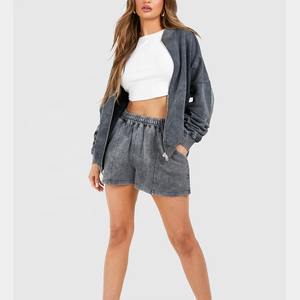 Ensemble de survêtement en molleton 2 pièces pour femmes, streetwear, vente en gros, couleurs, délavé à l'acide, sweat-shirt décontracté et short pour l'hiver, ensemble 2 pièces - Product Image 5