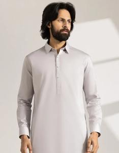 Traje Shalwar Kameez Informal de Algodón Gris Claro de Último Diseño 2026, Hecho en Fábrica, para Hombre, Ropa de Verano a Precio Económico - Product Image 2