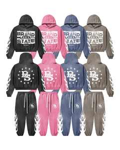 Pull à capuche imprimé rétro pour hommes en tissu éponge surdimensionné Hipster Long Puff Technics Survêtements de printemps Streetwear cordon de serrage - Product Image 5