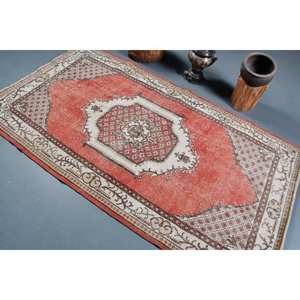 พรมตุรกีโบราณขนาดใหญ่3.9 x พื้นที่7.3ft คลาสสิกสีแดงขาวปะต่อสไตล์โบฮีเมียนลาเท็กซ์ขนสัตว์สำหรับตกแต่งห้องโถงห้อง - Product Image 4