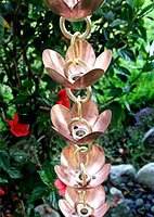 Cadena de lluvia de cobre hecha a mano de buena calidad, Metal con acabado de cobre puro, chapado en hierro para jardín, piscina, hogar, césped - Product Image 5