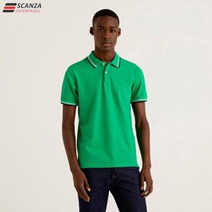 100% algodón para hombres, polos, ropa deportiva de manga corta bordada personalizada, estampado de tela antiarrugas de punto de fábrica - Product Image 3