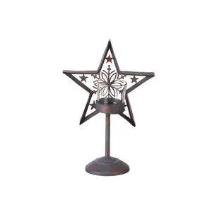 现代豪华金属星星茶灯圣诞烛台圣诞派对餐桌装饰烛台