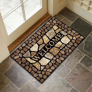 Alfombra de Entrada Rectangular con Diseño de Piedra y Base Antideslizante de Goma, Estilo Clásico - Product Image 5