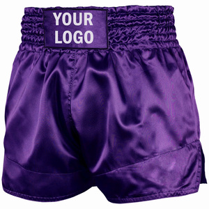 Short Muay Thai teint uni de qualité supérieure pour hommes 100% Polyester Durable personnalisé posséder votre Logo Boxer Training Fight Wear - Product Image 2