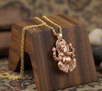 Collier pendentif Ganesha en acier inoxydable, fait main, vintage, bijoux spirituels hindous, chaîne à maillons rhodiés, plaqué or 24 carats, cadeau pour femme