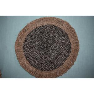 Mantel Individual Redondo de Yute y Algodón Tejido, Suministro al por Mayor, Nuevo Producto, Mantel Individual de Yute con Flecos - Product Image 3