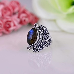 Tendance 925 Sterling Silver Labradorite Gemstone Ring Jewelry Handmade Silver Boho Style Ring Jewelry for Women Gift for Girls - Product Image 3