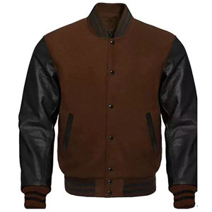 Chaqueta universitaria con logotipo de diseño personalizado Ropa de invierno de alta calidad con tela de cuerpo de lana cálida y mangas de piel de oveja - Product Image 5